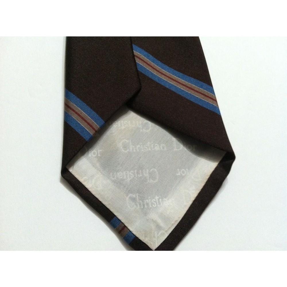 CHRISTIAN DIOR VINTAGE MENS DARK BROWN 95%POLYESTER 5%SILK CLASSIC TIE WIDTH:3" - Picture 3 of 4